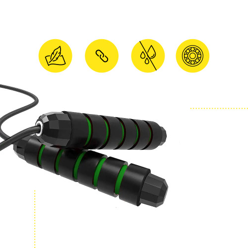 Скакалка  Cornix Speed Rope Classic XR-0352 Black/Green - фото №3